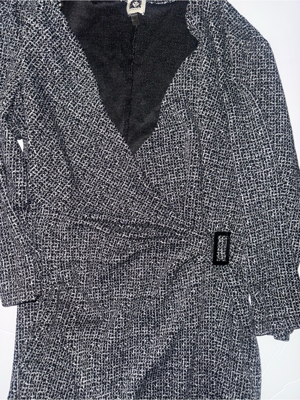 Women's Black & White Tweed Wrap Coat